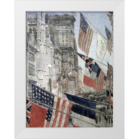 Allies Day, May 1917 White Modern Wood Framed Art Print by Hassam, Childe