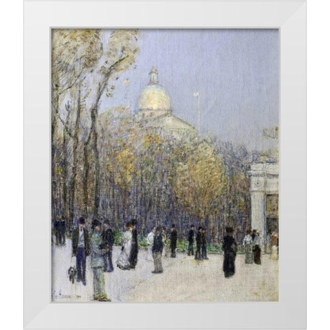 Boston Commons White Modern Wood Framed Art Print by Hassam, Childe