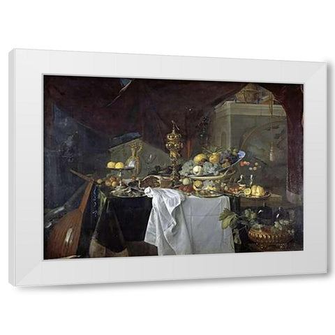 A Dessert White Modern Wood Framed Art Print by De Heem, Jan Davidsz