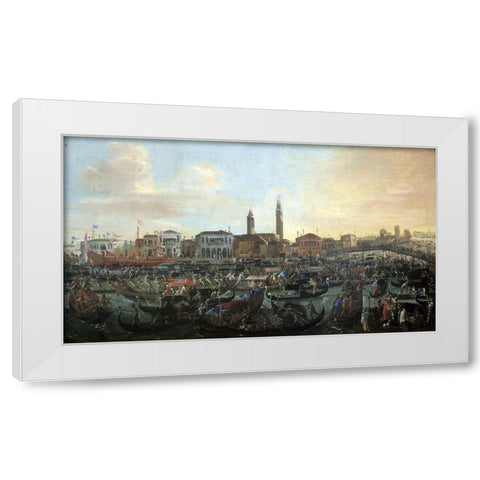 Boats In Murano White Modern Wood Framed Art Print by Heintz, Joseph
