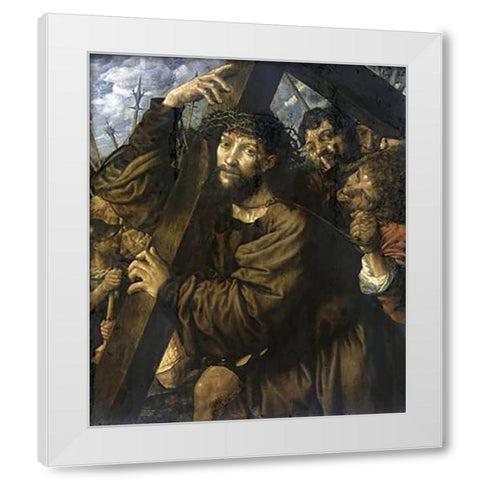 Museumist Bearing The Cross White Modern Wood Framed Art Print by Van Hemessen, Jan Sanders