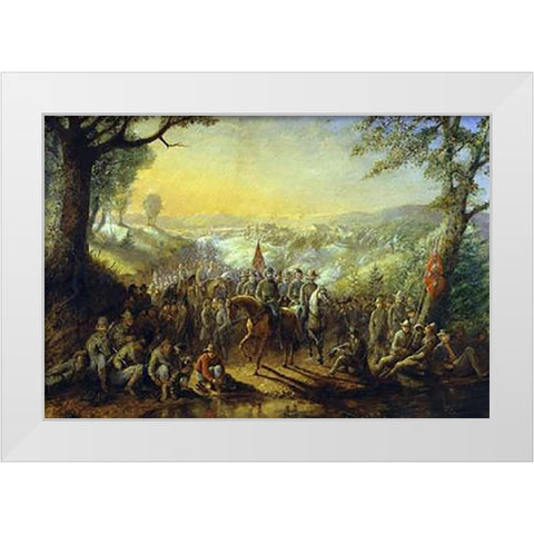 Halt of the Stonewall Brigade White Modern Wood Framed Art Print by Henderson, David English