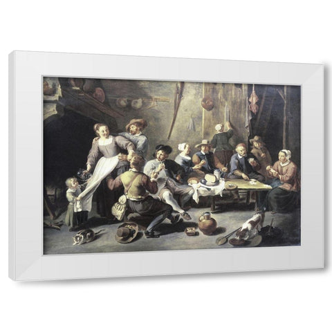 Interior of a Tavern White Modern Wood Framed Art Print by Herp, Willem van