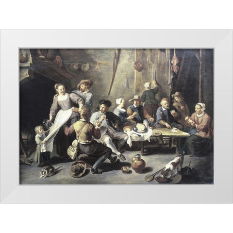 Interior of a Tavern White Modern Wood Framed Art Print by Herp, Willem van