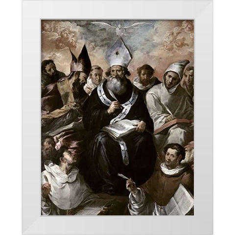 St. Basil Dictating His Doctrine White Modern Wood Framed Art Print by Herrera, Francisco