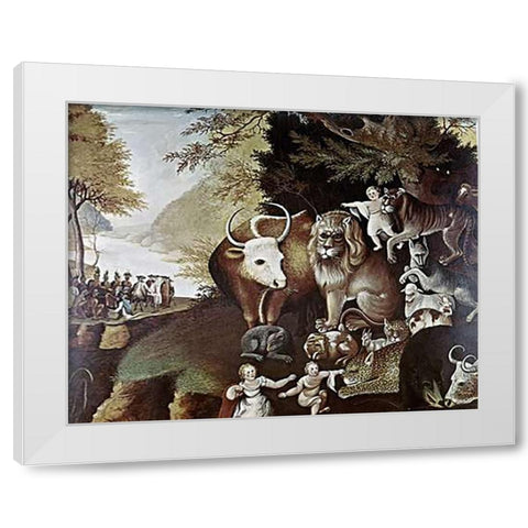 Peaceable Kingdom White Modern Wood Framed Art Print by Hicks, Edward