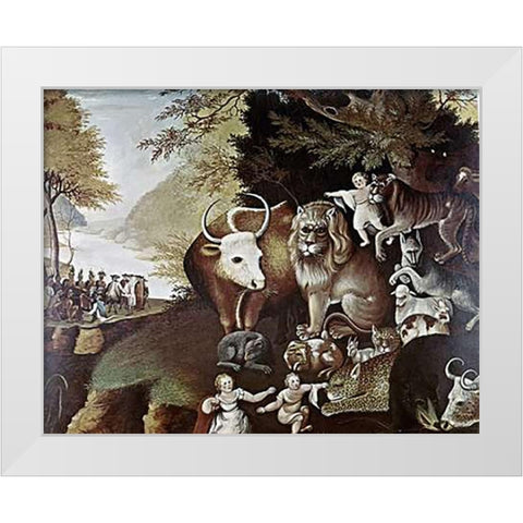 Peaceable Kingdom White Modern Wood Framed Art Print by Hicks, Edward