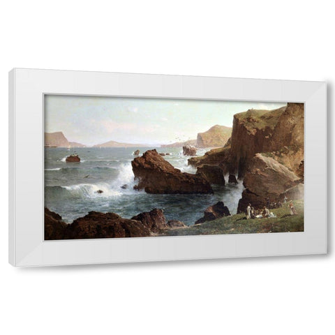 Picnic By The Sea White Modern Wood Framed Art Print by Hill, Thomas