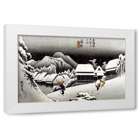 Kambara, Night Snow White Modern Wood Framed Art Print by Hiroshige
