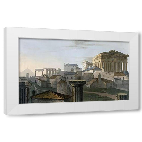 West Front Acropolis From Journey Through Albania and Turkey White Modern Wood Framed Art Print by Hobhouse, J.C