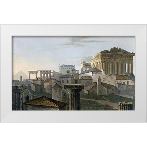 West Front Acropolis From Journey Through Albania and Turkey White Modern Wood Framed Art Print by Hobhouse, J.C