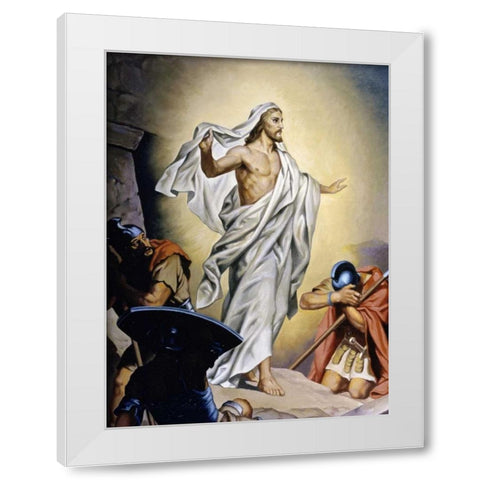 The Resurrection of Jesus White Modern Wood Framed Art Print by Hofmann, Heinrich
