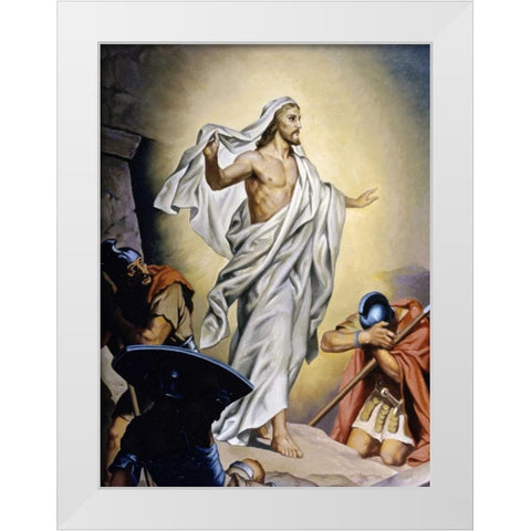 The Resurrection of Jesus White Modern Wood Framed Art Print by Hofmann, Heinrich