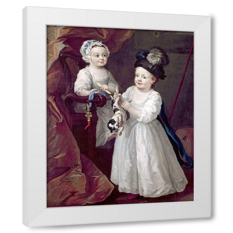 Lord Grey and Lady Mary West As Children White Modern Wood Framed Art Print by Hogarth, William