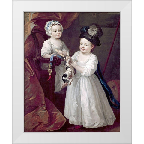 Lord Grey and Lady Mary West As Children White Modern Wood Framed Art Print by Hogarth, William