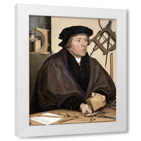 Nicholas Kratzer (Inventor of Polyhedral Sundial) White Modern Wood Framed Art Print by Holbein, Hans