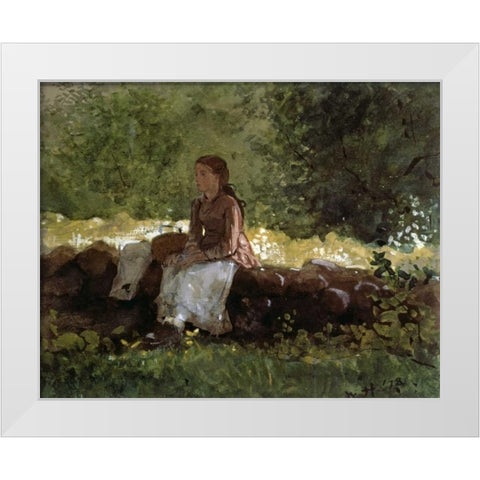 On The Fence White Modern Wood Framed Art Print by Homer, Winslow