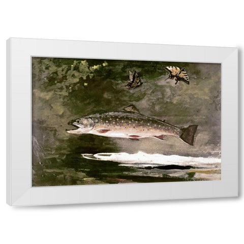 Trout White Modern Wood Framed Art Print by Homer, Winslow