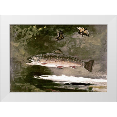 Trout White Modern Wood Framed Art Print by Homer, Winslow
