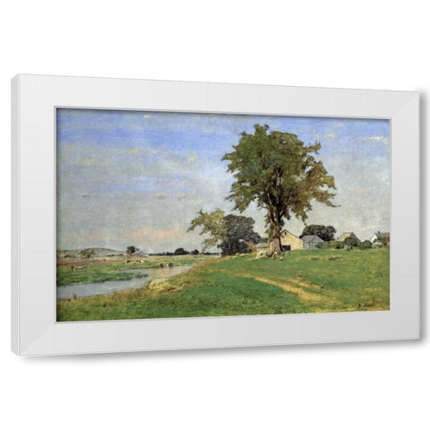 Old Elm at Medfield White Modern Wood Framed Art Print by Inness, George