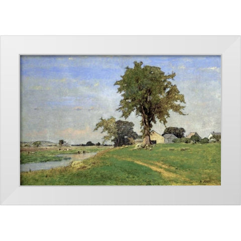 Old Elm at Medfield White Modern Wood Framed Art Print by Inness, George