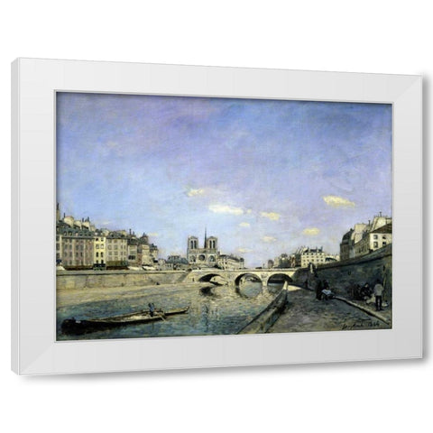 The Seine and Notre-Dame in Paris White Modern Wood Framed Art Print by Jongkind, Johan Barthold