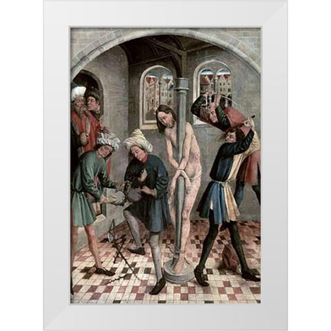 Flagellation of Jesus White Modern Wood Framed Art Print by Kerbecke, J.