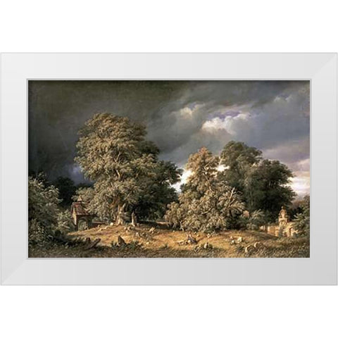 Cemetary White Modern Wood Framed Art Print by Kloss, G.