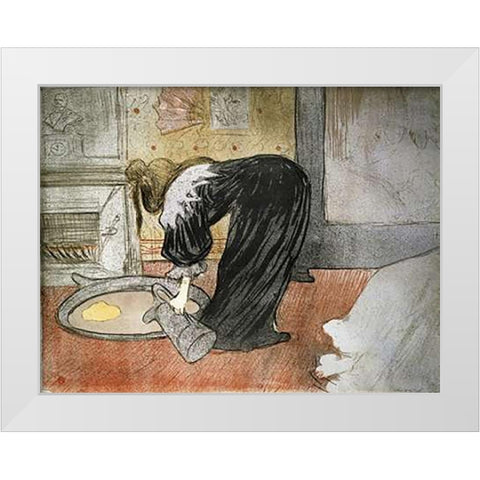 Elles: Woman with a Tub White Modern Wood Framed Art Print by Toulouse-Lautrec, Henri