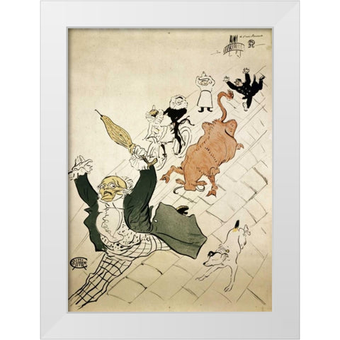 La Vache Enragee White Modern Wood Framed Art Print by Toulouse-Lautrec, Henri