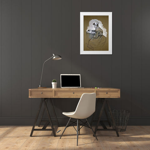 The Authoress of St. Lazare White Modern Wood Framed Art Print by Toulouse-Lautrec, Henri