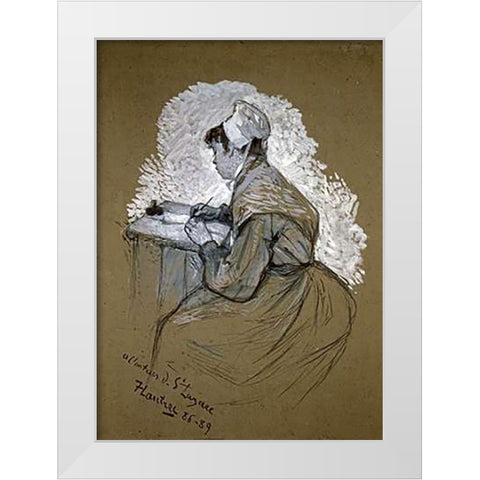 The Authoress of St. Lazare White Modern Wood Framed Art Print by Toulouse-Lautrec, Henri