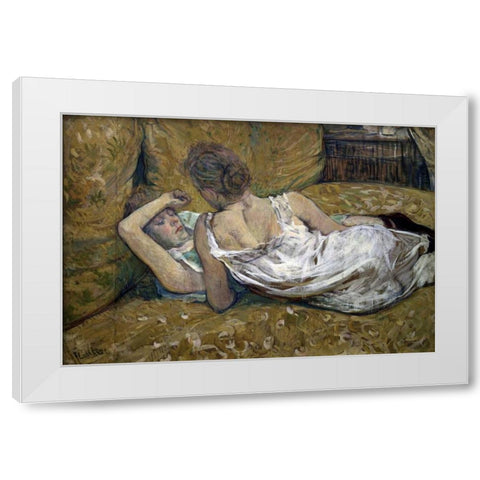 Two Friends White Modern Wood Framed Art Print by Toulouse-Lautrec, Henri