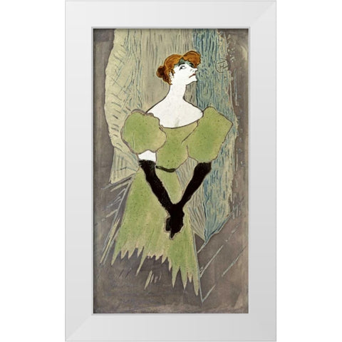 Yvette Guilbert White Modern Wood Framed Art Print by Toulouse-Lautrec, Henri