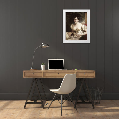Margaret, Countess of Blessington White Modern Wood Framed Art Print by Lawrence, Sir Thomas