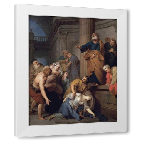 Death of Saphira, Wife of Ananias White Modern Wood Framed Art Print by Le Clerc, Sebastian