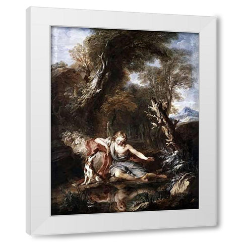 Narcissus White Modern Wood Framed Art Print by Le Moyne, Francois