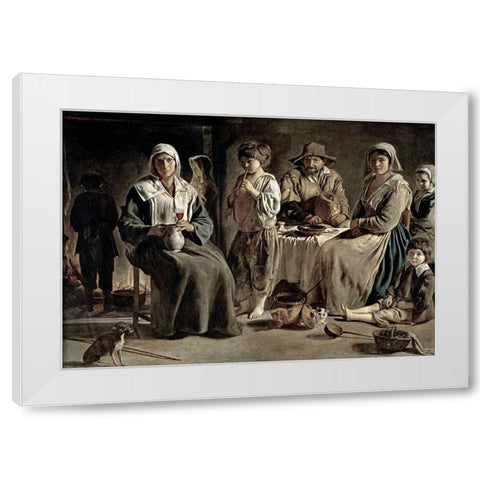 Family of Peasants White Modern Wood Framed Art Print by Le Nain, Louis