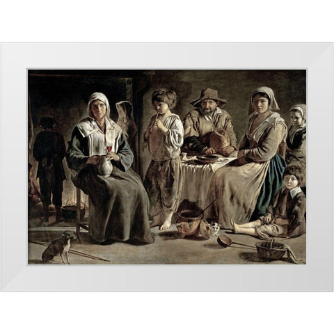 Family of Peasants White Modern Wood Framed Art Print by Le Nain, Louis