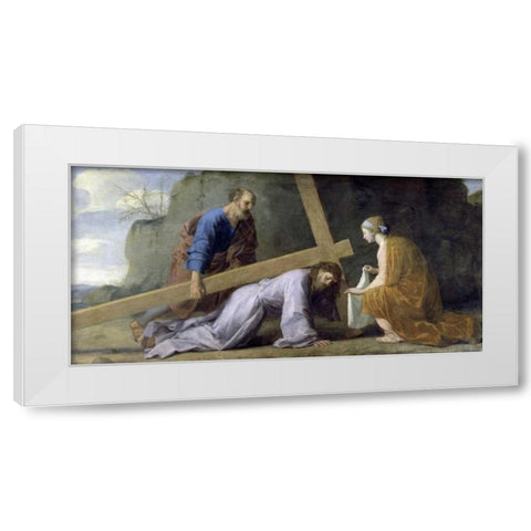 Jesus Carrying His Cross White Modern Wood Framed Art Print by Le Sueur, Eustache