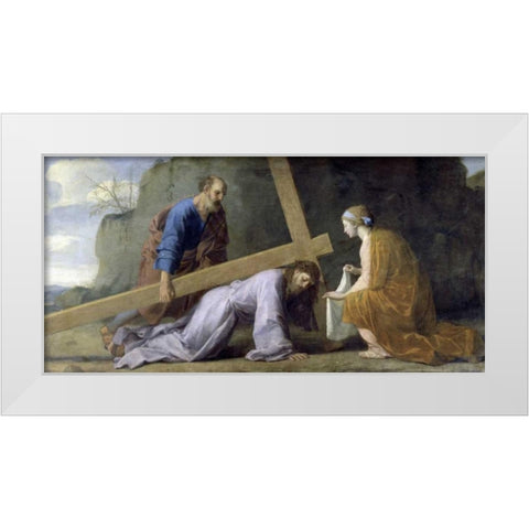 Jesus Carrying His Cross White Modern Wood Framed Art Print by Le Sueur, Eustache