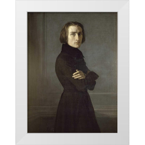 Portrait of Franz Liszt White Modern Wood Framed Art Print by Lehmann, Rudolph K.E.