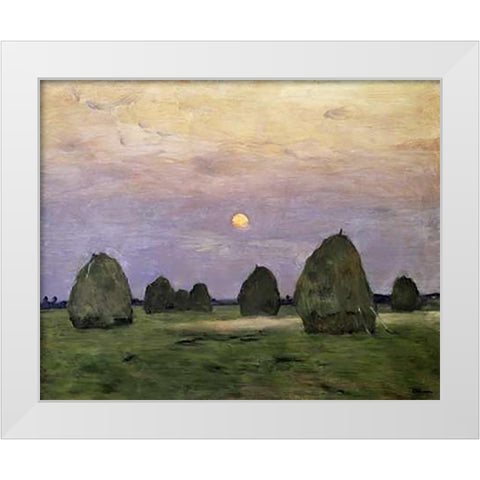 Dawn/Dusk - Bundle of Hay White Modern Wood Framed Art Print by Levitan, Isaak