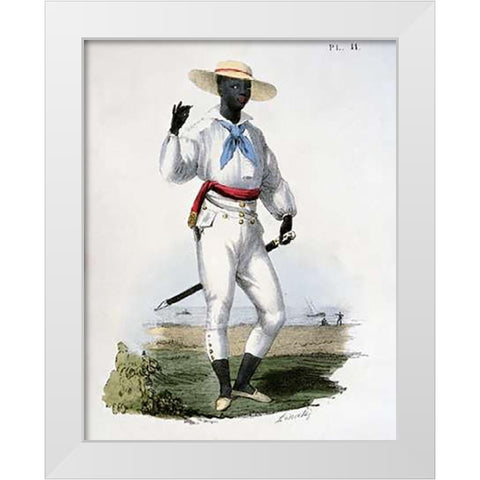 Black Man of The Vera Cruz Region White Modern Wood Framed Art Print by Linati, C.