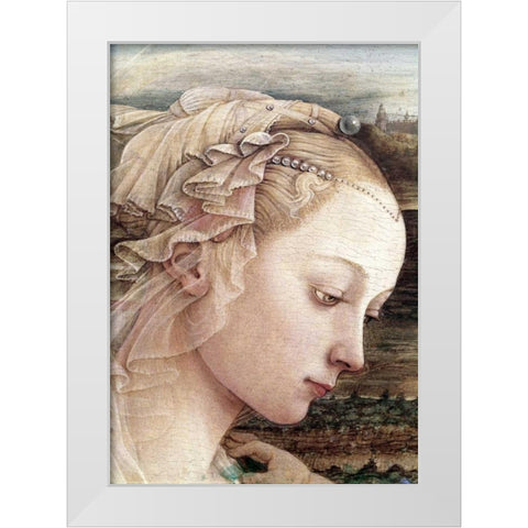 Madonna and Child - Detail - Madonna White Modern Wood Framed Art Print by Lippi, Filippo