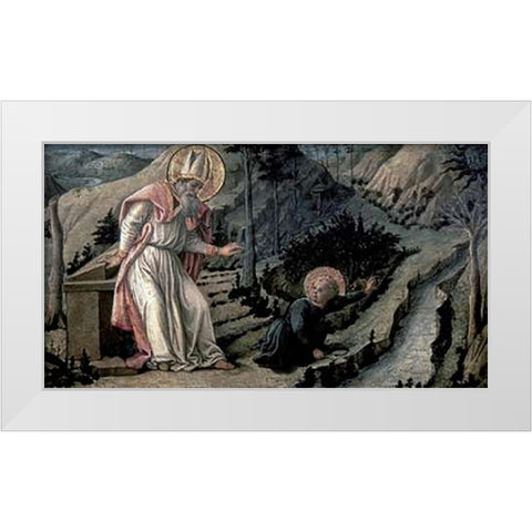Vision of Saint Augustine White Modern Wood Framed Art Print by Lippi, Filippo