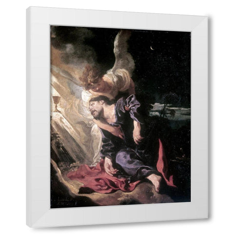 Christ in the Garden White Modern Wood Framed Art Print by Liss, Johann