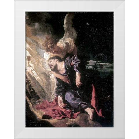 Christ in the Garden White Modern Wood Framed Art Print by Liss, Johann
