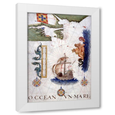 Portolan Atlas Illumination White Modern Wood Framed Art Print by Lopes, Sebastiano