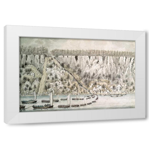 Landing of The British Forces In The Jerseys White Modern Wood Framed Art Print by Rawdon, Lord